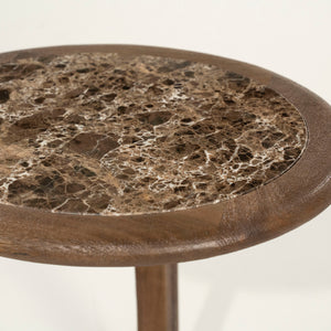   Wood Framed Marble Side Table | Oroa.com