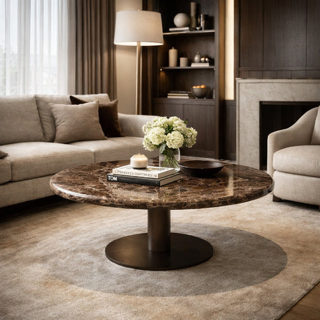   Brown Marble Pedestal Coffee Table | Oroa.com