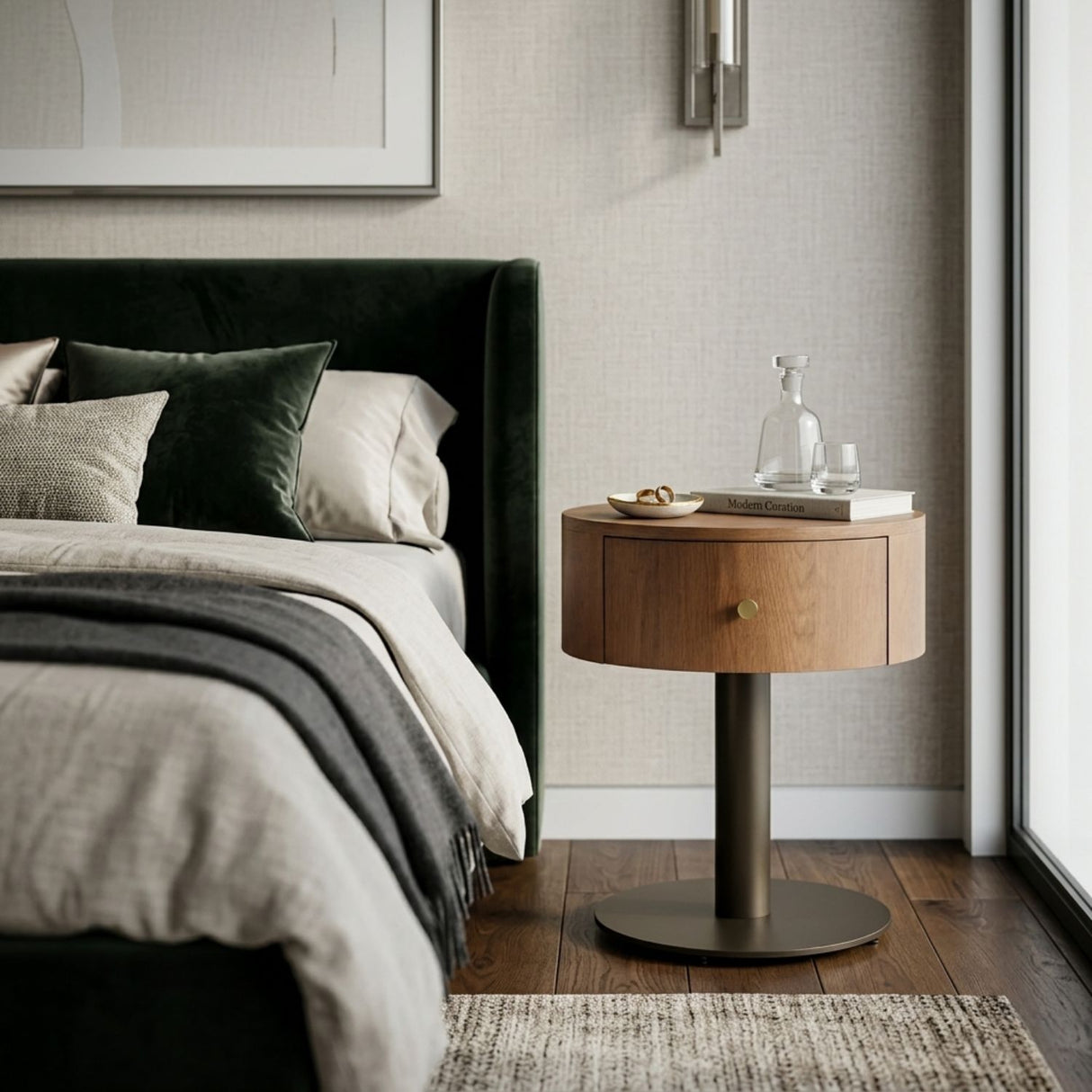   Oak Pedestal Drawer Nightstand | Oroa.com