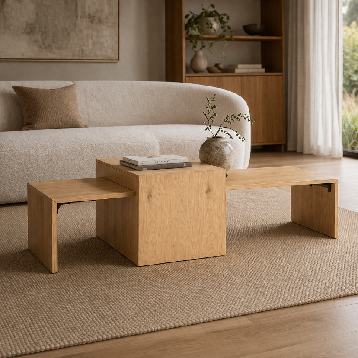   Lacquered Oak Nested Coffee Tables (2) | Oroa.com