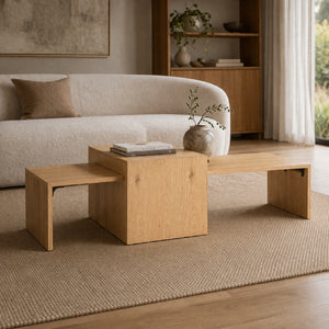   Lacquered Oak Nested Coffee Tables (2) | Oroa.com