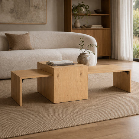   Lacquered Oak Nested Coffee Tables (2) | Oroa.com