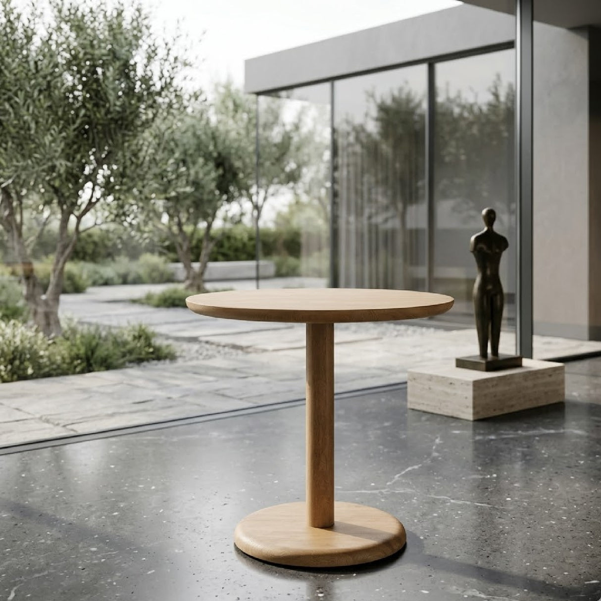   Round Mango Wood Bistro Table | Oroa.com