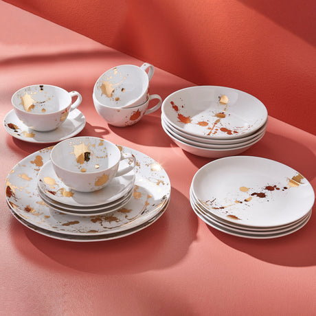 Gold Splatter Porcelain Serving Bowl | Jonathan Adler 1948 | Oroa.com