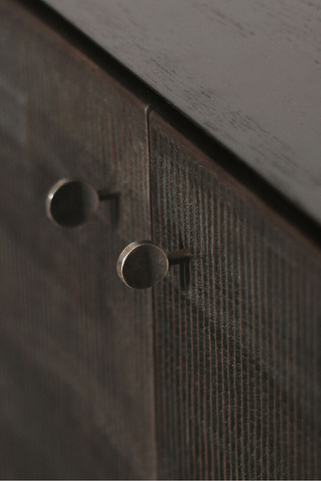 Varnished Teak Black Sideboard | Ethnicraft Grooves | OROA.com