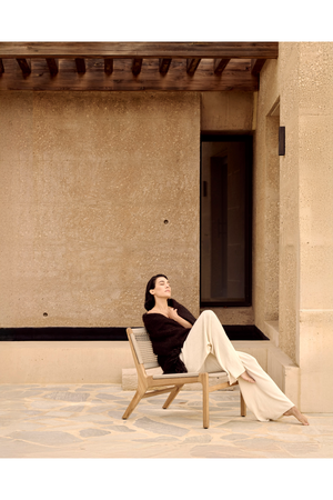 Beige Woven Outdoor Lounge Chair | Ethnicraft Jack | Oroa.com