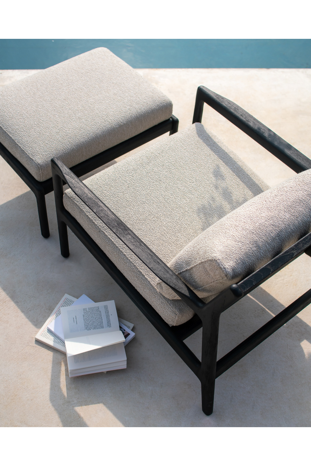 Teak Cushioned Outdoor Stool | Ethnicraft Jack | Oroa.com