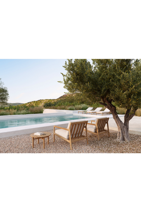 Round Slatted Outdoor Side Table | Ethnicraft Quatro | Oroa.com