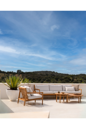 Round Slatted Outdoor Coffee Table | Ethnicraft Quatro | Oroa.com