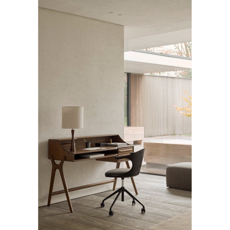 Modern European furniture - Varnished Teak Cushioned Office Chair - www.oroa.com