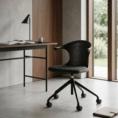 Modern European furniture - Varnished Teak Cushioned Office Chair - www.oroa.com