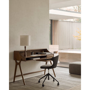   Varnished Teak 2-Drawer Desk | Oroa.com