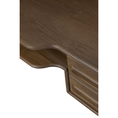 Varnished Teak 2-Drawer Desk | Ethnicraft Flow | Oroa.com