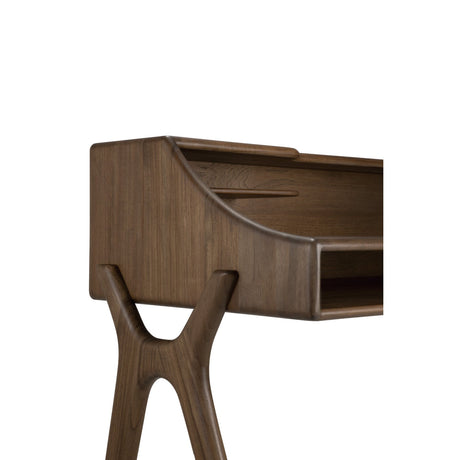 Varnished Teak 2-Drawer Desk | Ethnicraft Flow | Oroa.com