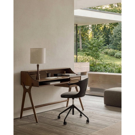 Varnished Teak 2-Drawer Desk | Ethnicraft Flow | Oroa.com