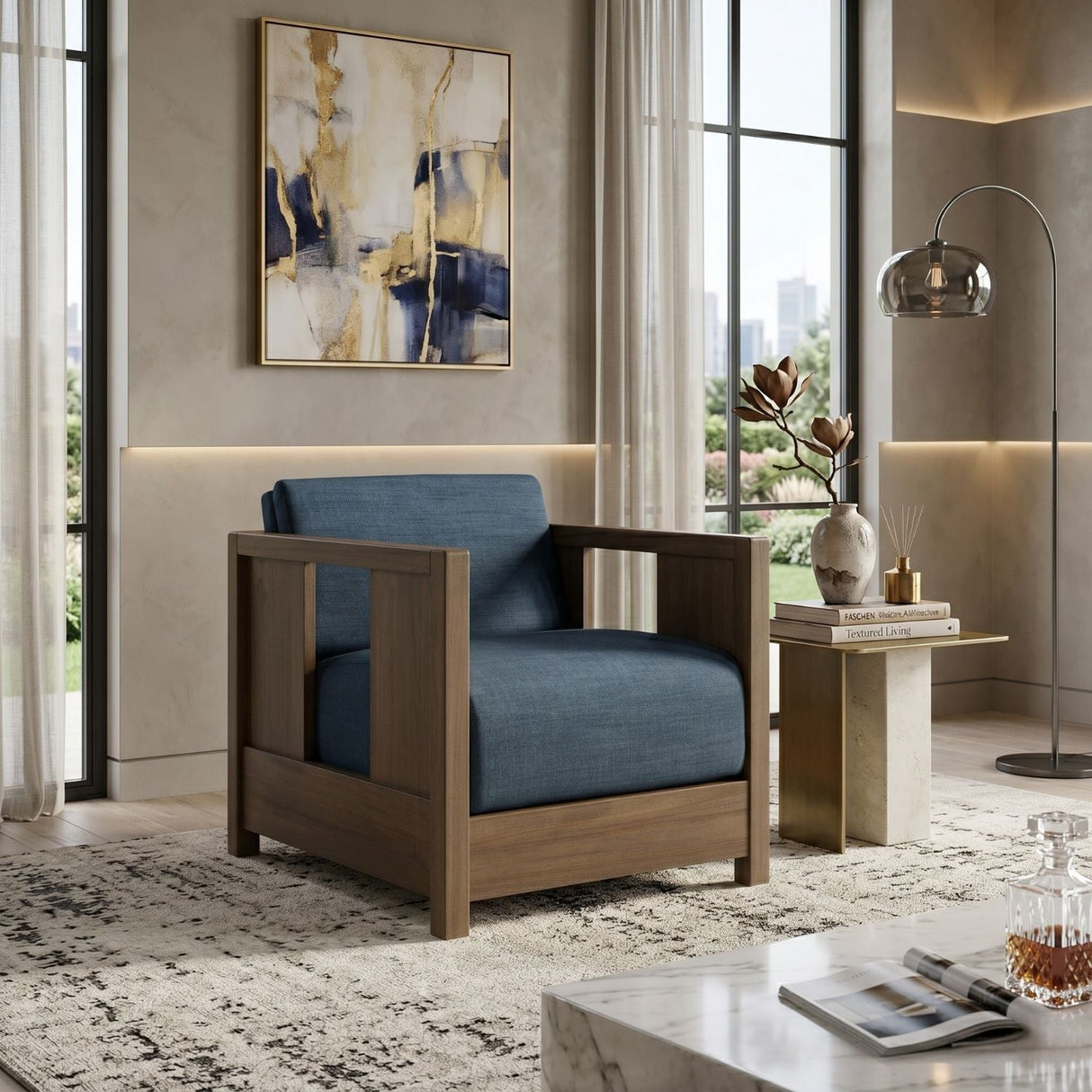 Modern or European furniture - Fabric Cushioned Lounge Chair - www.oroa.com