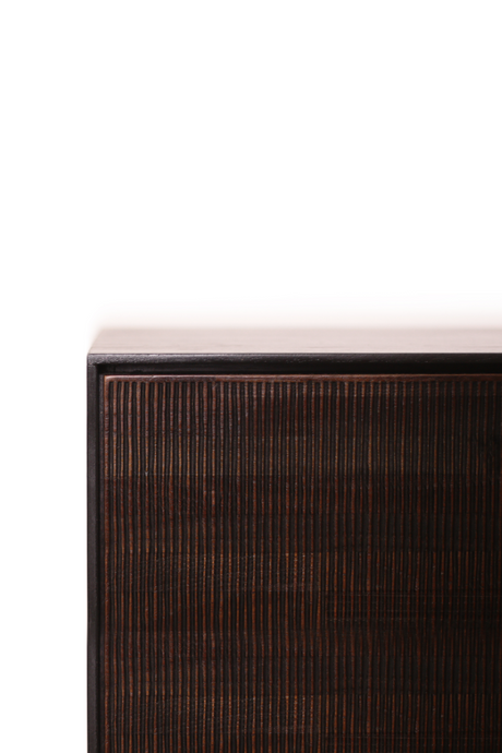 Varnished Teak Black Sideboard | Ethnicraft Grooves | OROA.com