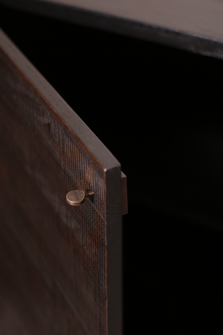 Varnished Teak Black Sideboard | Ethnicraft Grooves | OROA.com