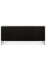 Varnished Teak Black Sideboard | Ethnicraft Grooves | OROA.com