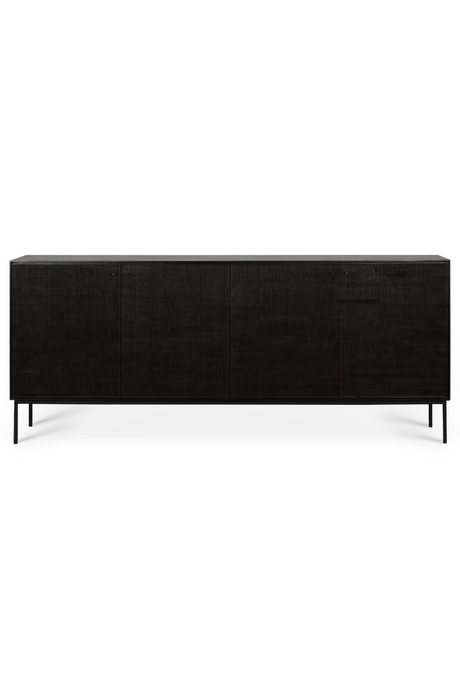 Varnished Teak Black Sideboard | Ethnicraft Grooves | OROA.com
