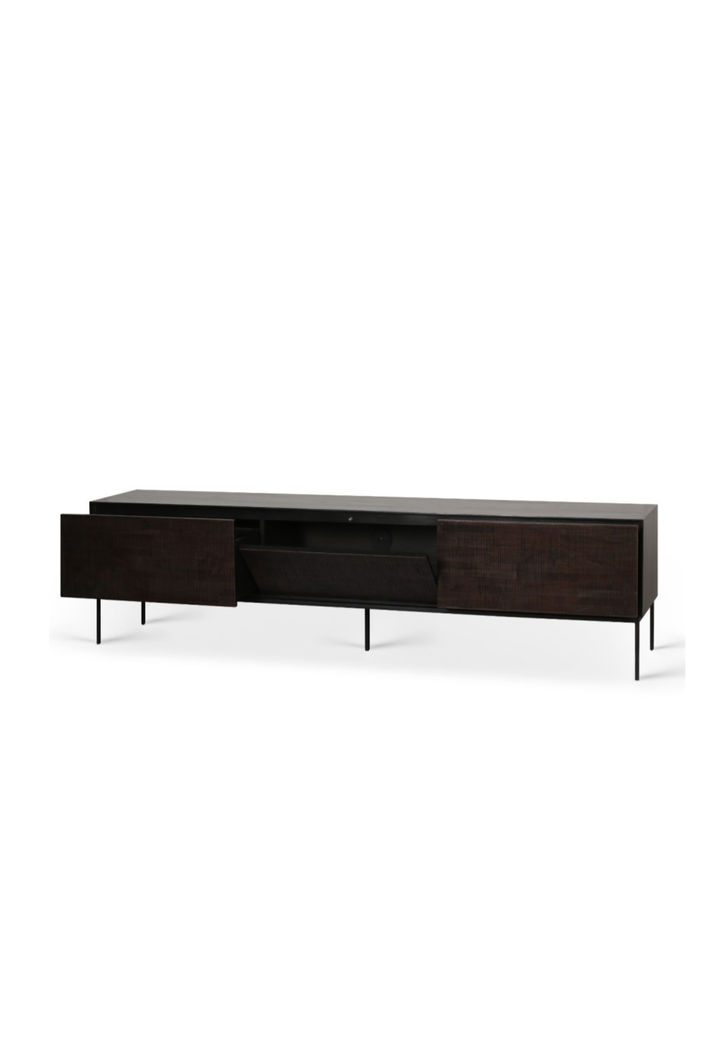 Dark Teak TV Cupboard | Ethnicraft Grooves | OROA.com