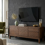 Modern European furniture - Brown Teak Carved TV Cabinet - www.oroa.com