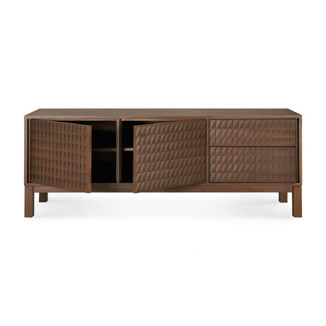 Modern European furniture - Brown Teak Carved TV Cabinet - www.oroa.com