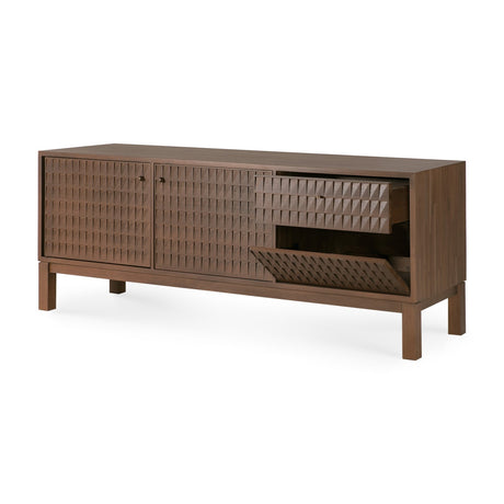 Modern European furniture - Brown Teak Carved TV Cabinet - www.oroa.com