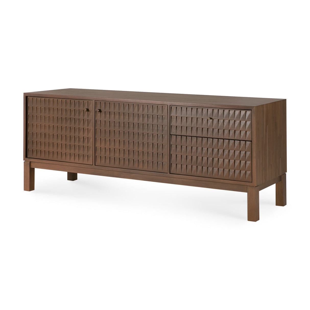 Modern European furniture - Brown Teak Carved TV Cabinet - www.oroa.com