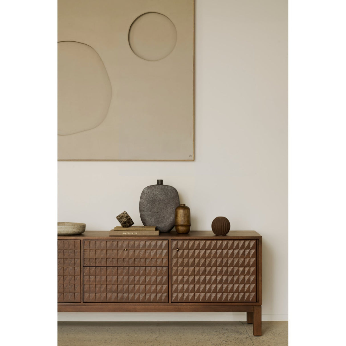 Modern European furniture - Brown Teak Carved TV Cabinet - www.oroa.com