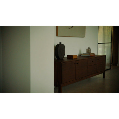 Modern European furniture - Brown Teak Carved TV Cabinet - www.oroa.com