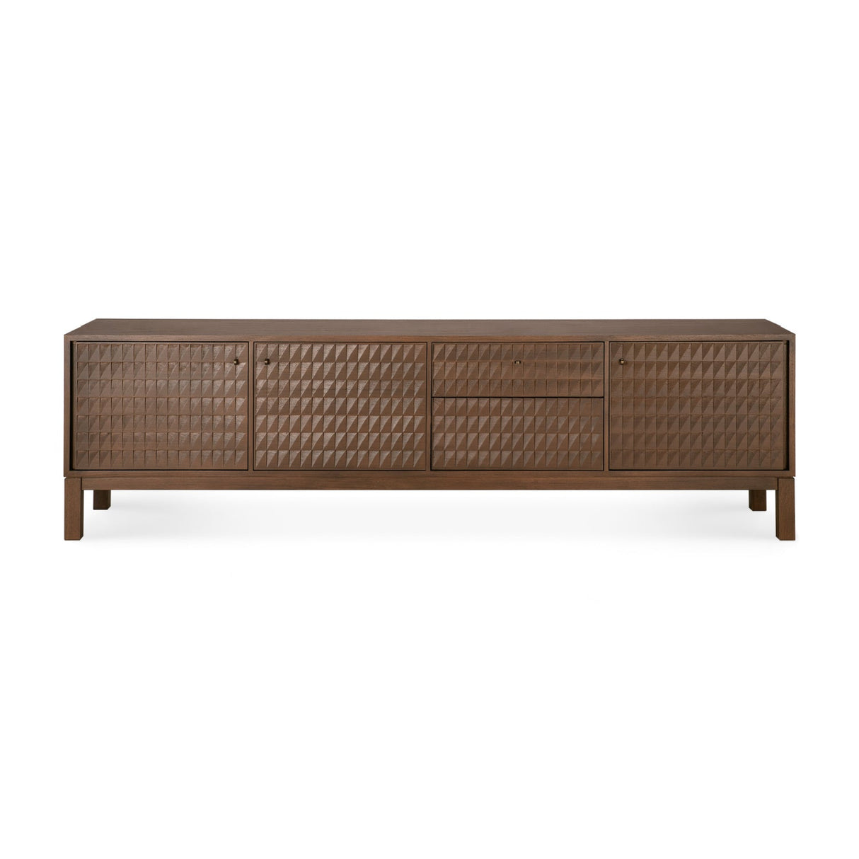 Modern European furniture - Brown Teak Carved TV Cabinet - www.oroa.com