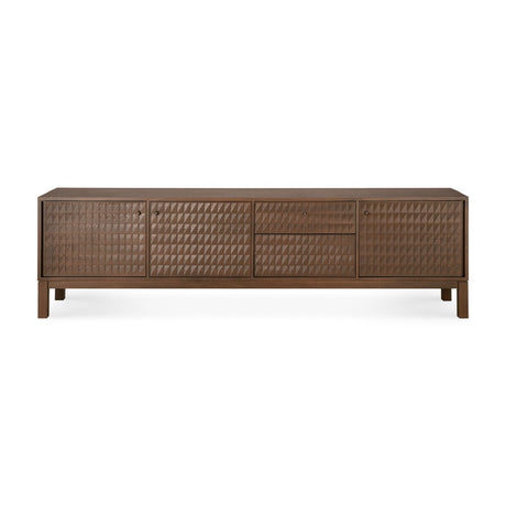 Modern European furniture - Brown Teak Carved TV Cabinet - www.oroa.com