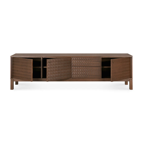 Modern European furniture - Brown Teak Carved TV Cabinet - www.oroa.com