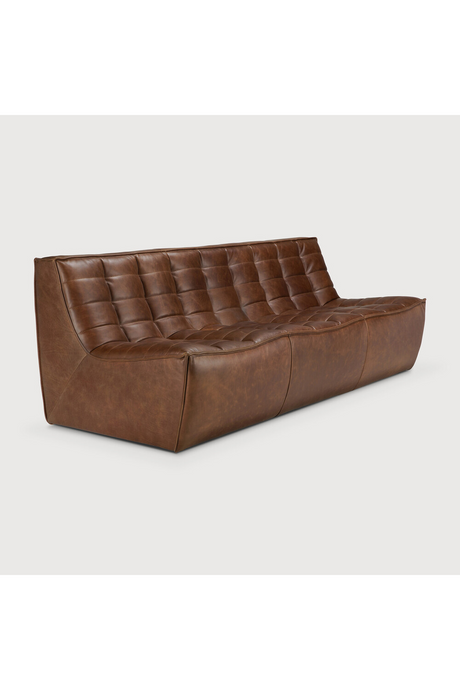 Brown Leather Modular Sofa | Ethnicraft N701 | Oroa.com