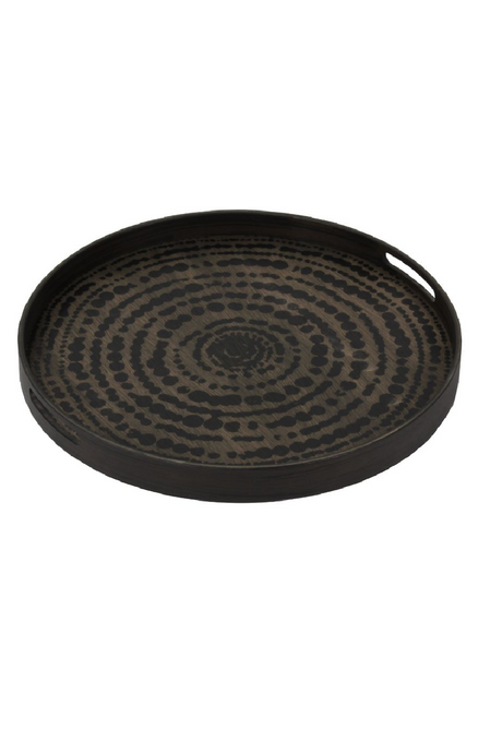 Tribal Print Round Wooden Tray | Ethnicraft Beads | Oroa.com