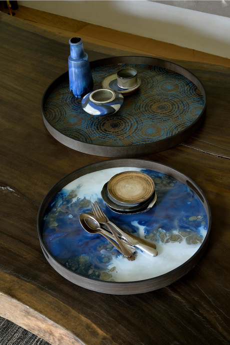 Tribal Print Round Wooden Tray | Ethnicraft Beads | Oroa.com