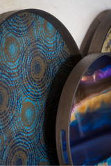 Tribal Print Round Wooden Tray | Ethnicraft Beads | Oroa.com