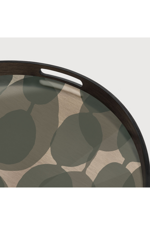 Green Printed Round Glass Tray | Ethnicraft Dots | Oroa.com