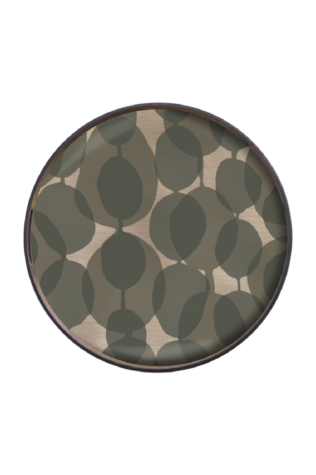 Green Printed Round Glass Tray | Ethnicraft Dots | Oroa.com
