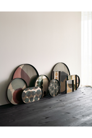 Green Printed Round Glass Tray | Ethnicraft Dots | Oroa.com