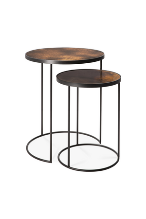 Round Nesting Side Table Set (2) | Ethnicraft Mirrored | OROA.com
