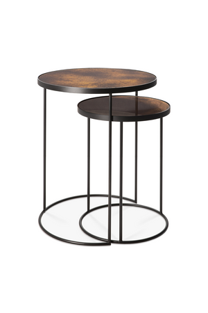 Round Nesting Side Table Set (2) | Ethnicraft Mirrored | OROA.com