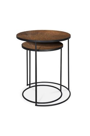 Round Nesting Side Table Set (2) | Ethnicraft Mirrored | OROA.com
