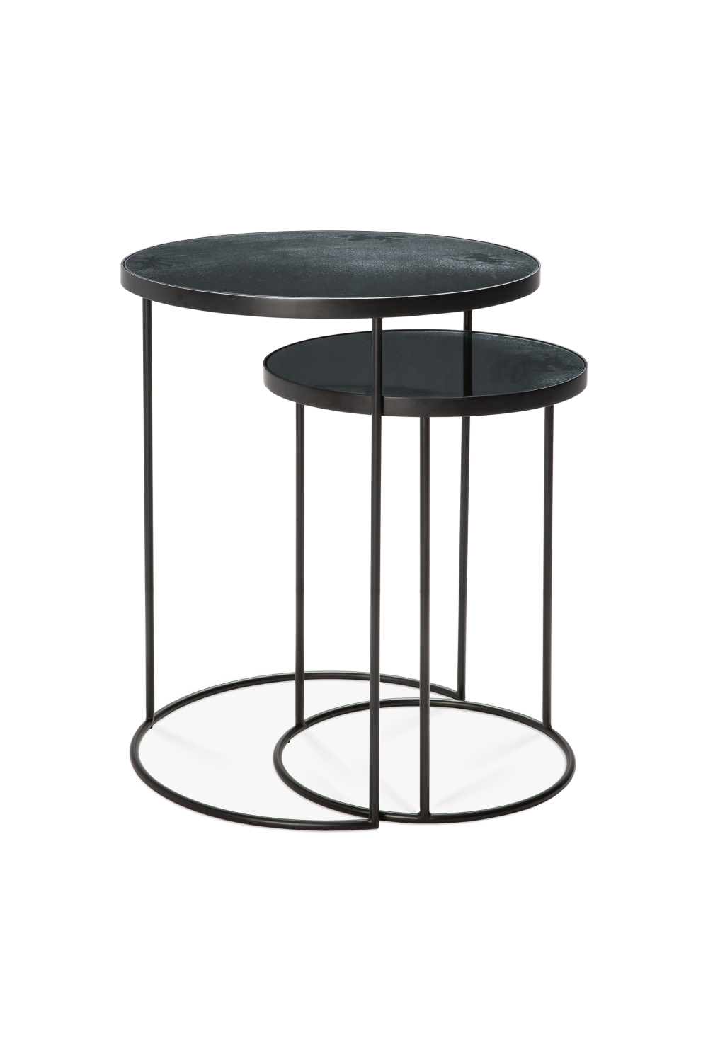 Round Nesting Side Table Set (2) | Ethnicraft Mirrored | OROA.COM