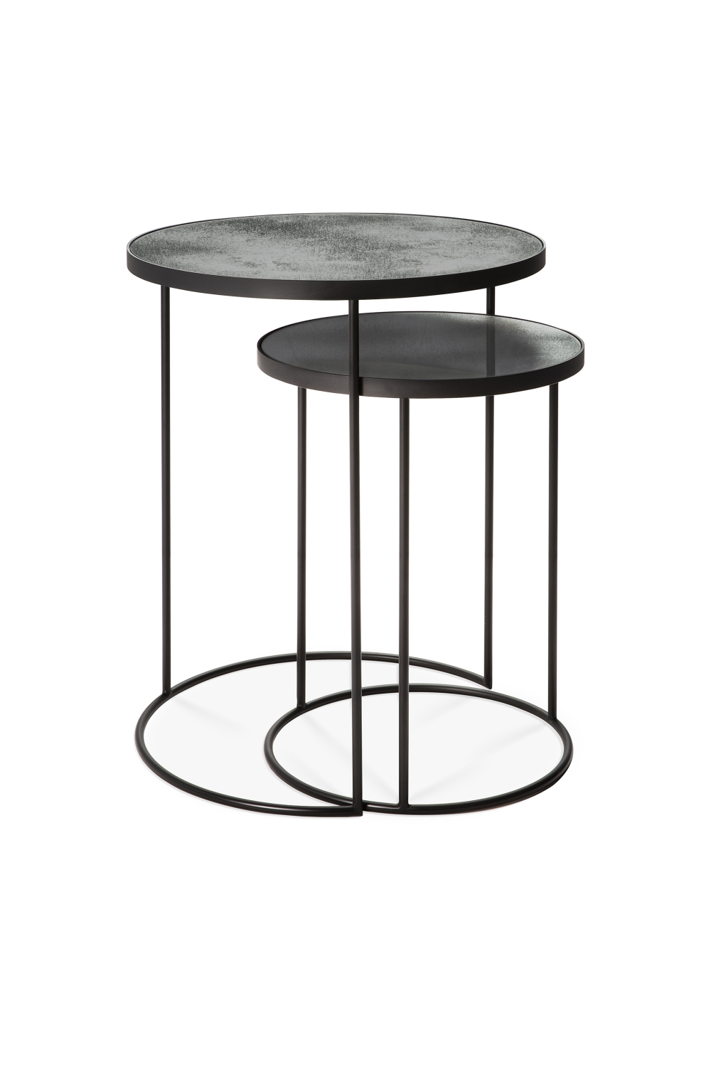 Round Nesting Side Table Set (2) | Ethnicraft Mirrored | OROA.com