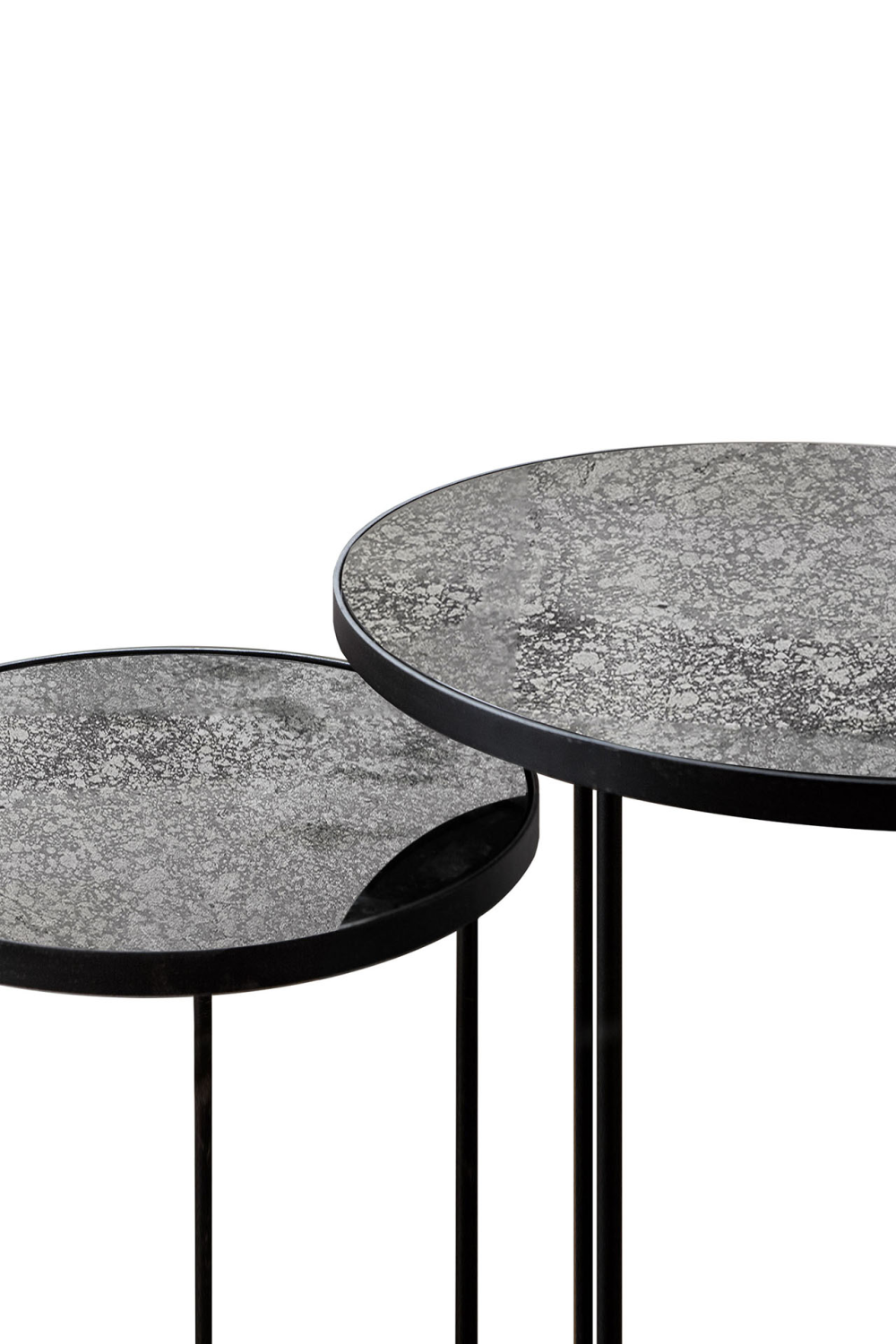 Round Nesting Side Table Set (2) | Ethnicraft Mirrored | OROA.COM