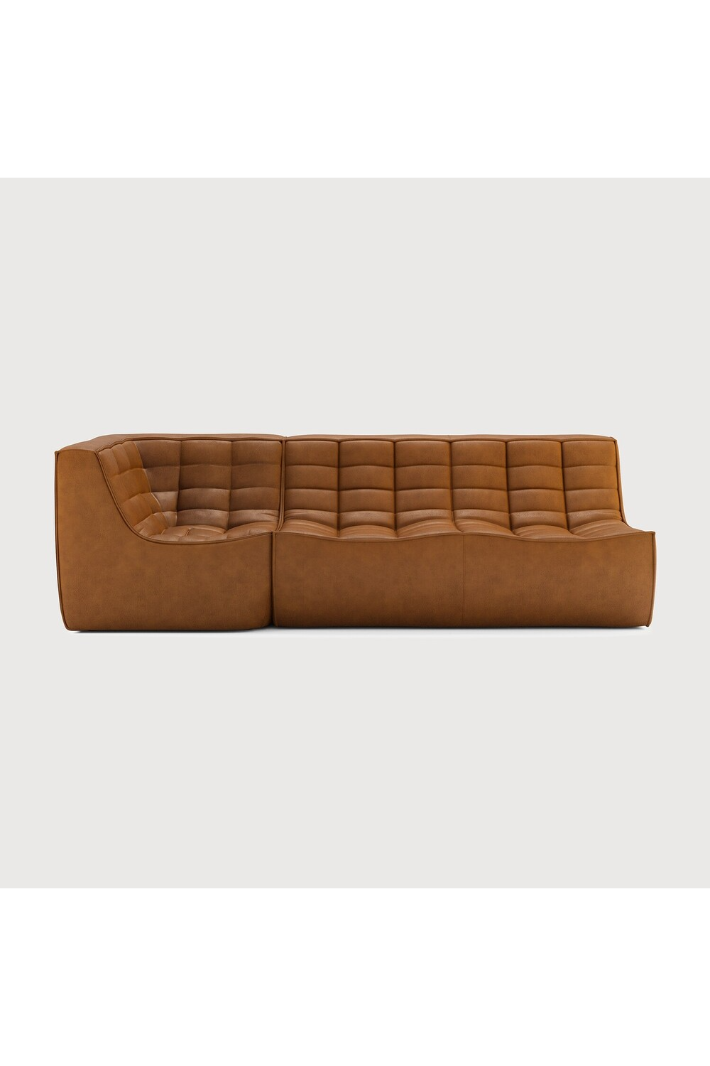 Brown Leather 2-Seater Modular Sofa | Ethnicraft N701 | Oroa.com
