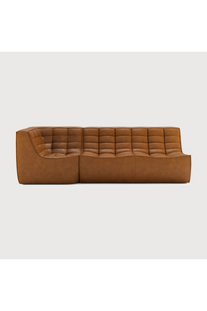 Brown Leather 2-Seater Modular Sofa | Ethnicraft N701 | Oroa.com