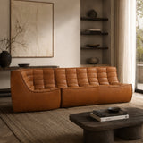 Brown Leather 2-Seater Modular Sofa – N701 – upholstered finish alternate view 13